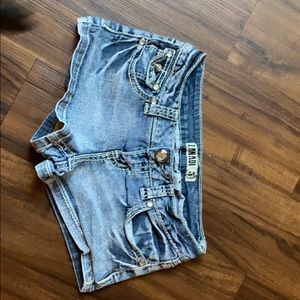 Jeans shorts with embellishments.